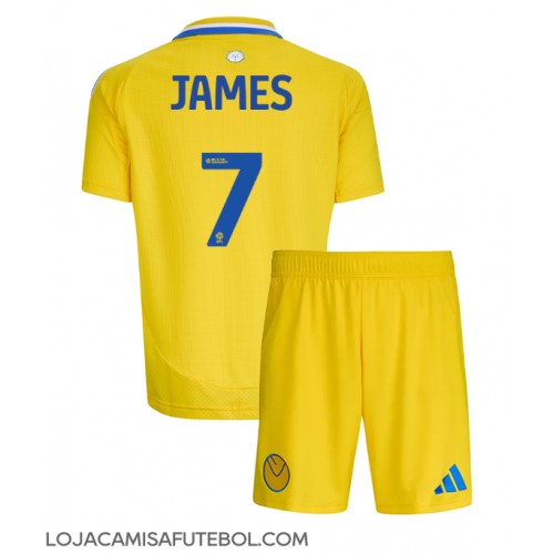 Camisa de Futebol Leeds United Daniel James #7 Equipamento Secundário Infantil 2024-25 Manga Curta (+ Calças curtas)